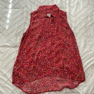 Cabi blouse, red print, size Medium